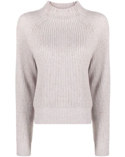 Allude Mock Neck Cashmere Sweater - Natural