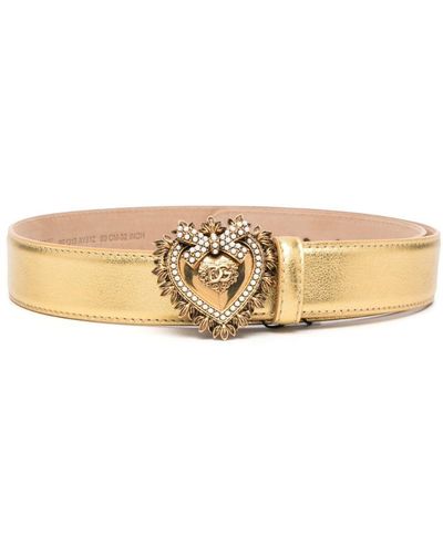 Dolce & Gabbana Heart-buckle Leather Belt - Natural