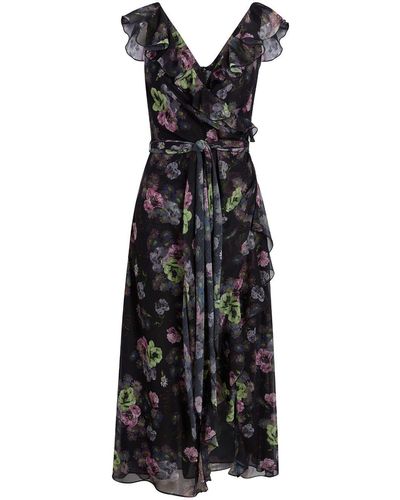 Cinq À Sept Laure Floral-print Midi Dress - Black
