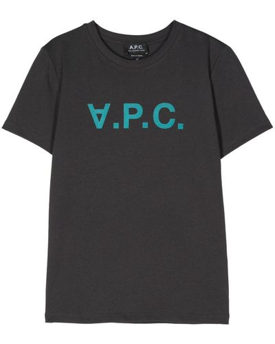 A.P.C. T-shirt en coton à logo imprimé - Noir