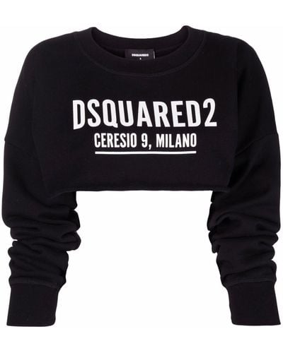 DSquared² Cropped-Sweatshirt mit Logo-Print - Schwarz