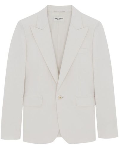 Saint Laurent Wool Gabardine Jacket - White