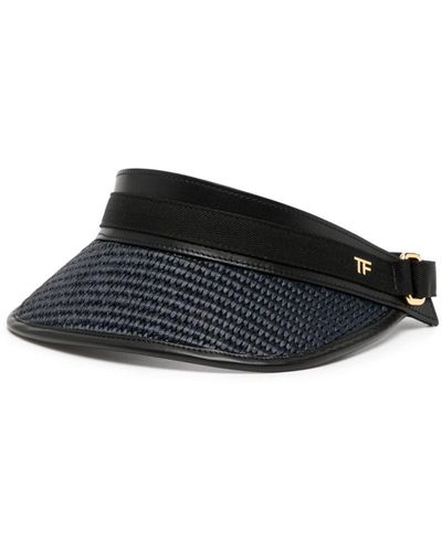 Tom Ford Woven Raffia Visor - Black