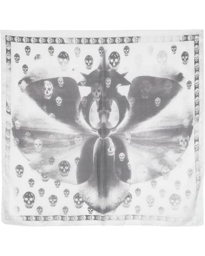 Alexander McQueen Orchid Classic Skull シルクスカーフ - グレー