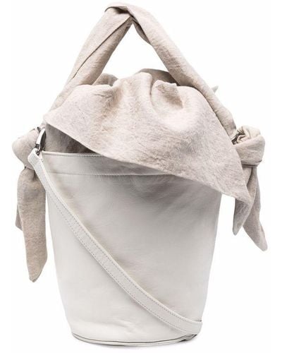 discord Yohji Yamamoto Linen-lined Leather Bucket Bag - Multicolour