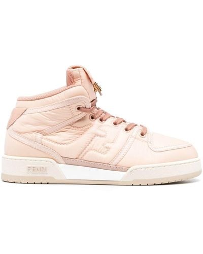 Fendi Ff-embossed High-top Sneakers - Pink