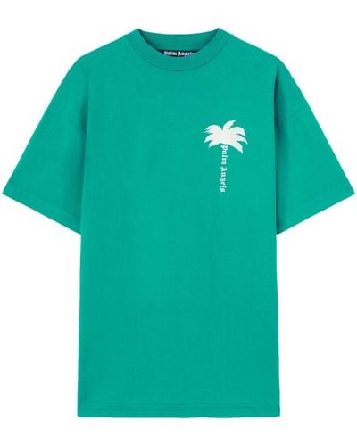 Palm Angels T-Shirt mit Palmen-Print - Grün