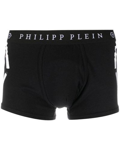 Philipp Plein Boxer en coton à logo imprimé - Noir