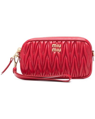 Miu Miu Bolso de mano de matelassé - Rojo