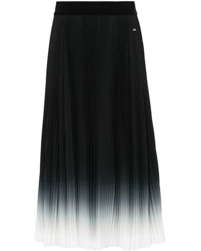 Herno Falda midi plisada con diseño sombreado - Negro