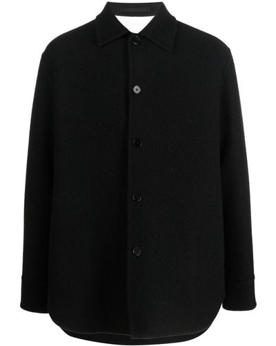 Jil Sander Button-up Wool Shirt Jacket - Black