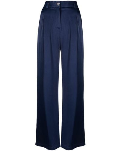 Aeron Pleated-detail Palazzo Trousers - Blue