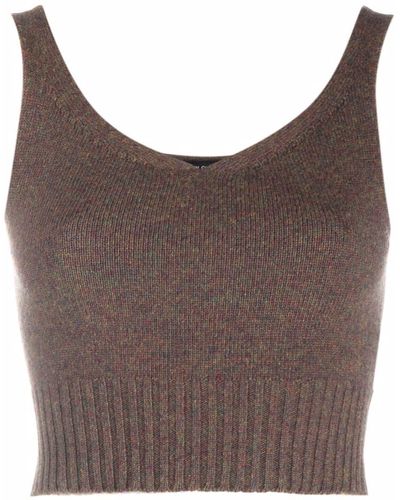 Low Classic Cropped Knitted Top - Brown