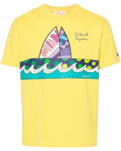 Mc2 Saint Barth X Britto Surfboard-print T-shirt - Yellow