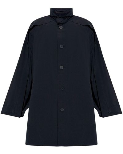 Homme Plissé Issey Miyake Wing Stand-collar Mid-length Coat - Blue