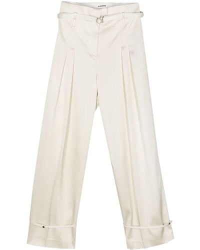 Jil Sander Belted Palazzo Trousers - White