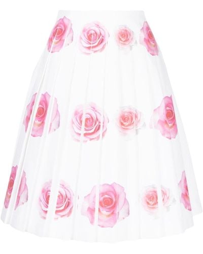 Vivetta Rose-print Fully-pleated Skirt - Pink
