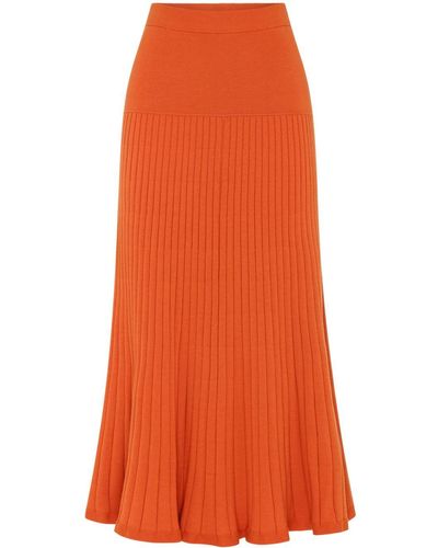 Anna Quan Amber A-line Cotton Midi Skirt - Orange