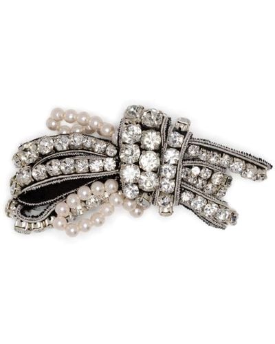 Dice Kayek Crystal-embellished knotted brooch - Mettallic