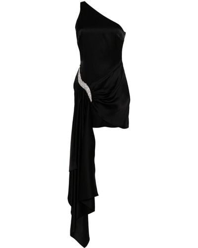 David Koma One-shoulder Satin Mini Dress - Black