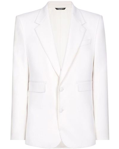 Dolce & Gabbana Blazer en laine à simple boutonnage - Blanc