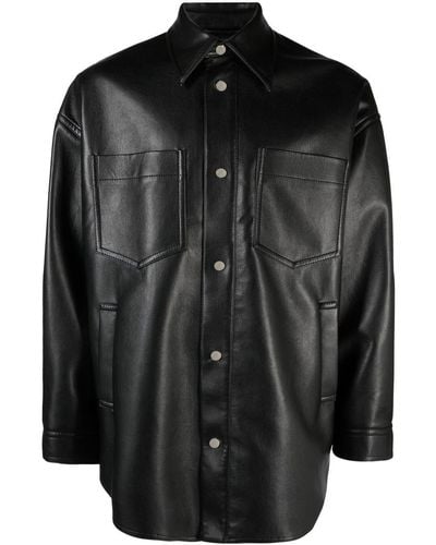 Nanushka Black Martin Faux Leather Shirt - Nero