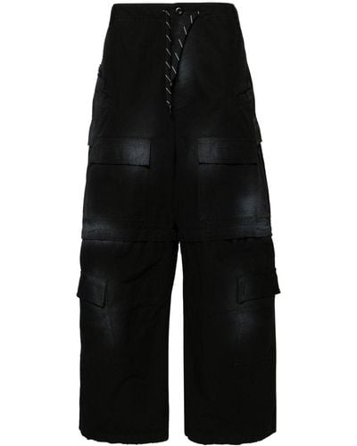 Balenciaga Large Cargo Faded Cotton Pants - Black