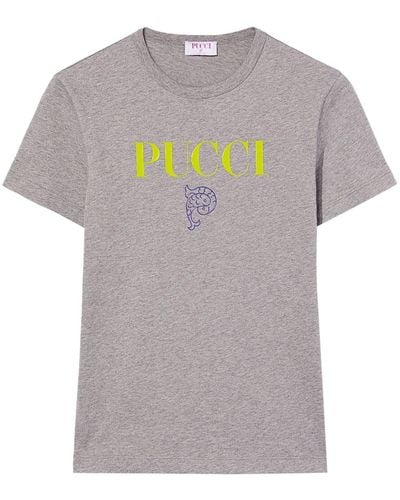 Emilio Pucci T-shirt en coton à logo imprimé - Gris