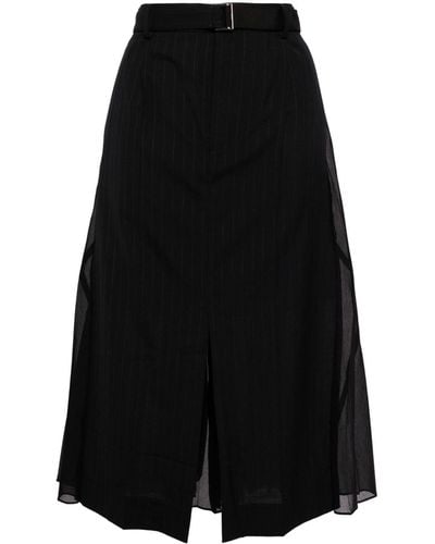 Sacai Belted Midi Skirt - Black