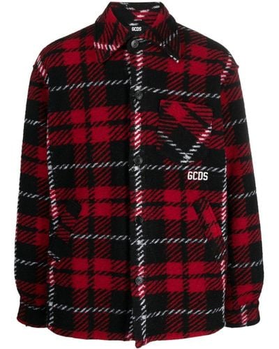 Gcds Check-pattern Shirt Jacket - Red