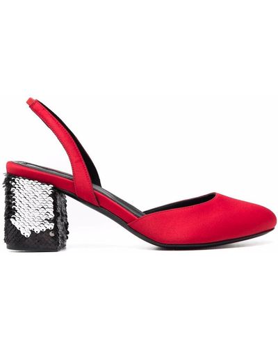 Styland Sequin-embellished Slingback Court Shoes - Red