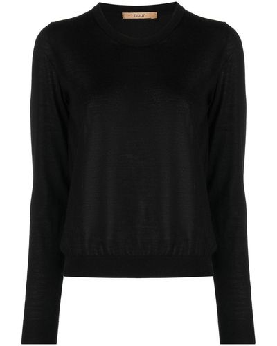 Nuur Crew Neck Pullover Sweater - Black