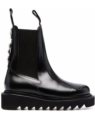 Toga Ridged Sole Ankle Boots - Black
