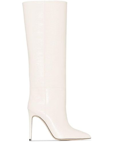 Paris Texas Printed Lizard Stiletto Boot Heel 105 - White