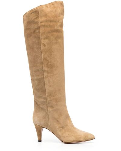 Isabel Marant Suede 38mm Knee Boots - Natural