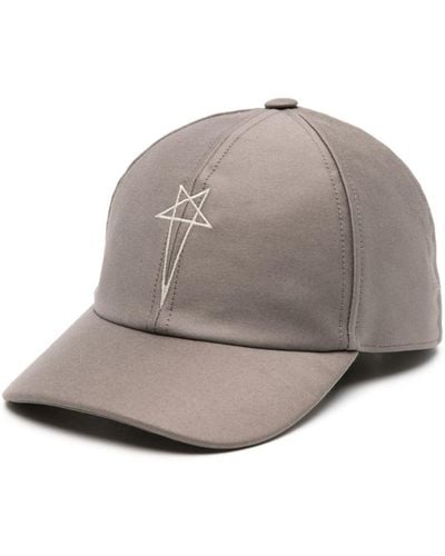 Rick Owens Pentagram-embroidered Cotton Baseball Cap - Gray