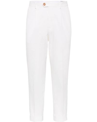 Brunello Cucinelli Pleat-front Cotton Trousers - White