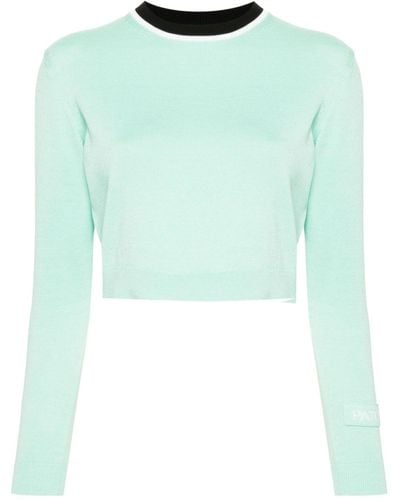 Patou Knitted Cropped Jumper - Green