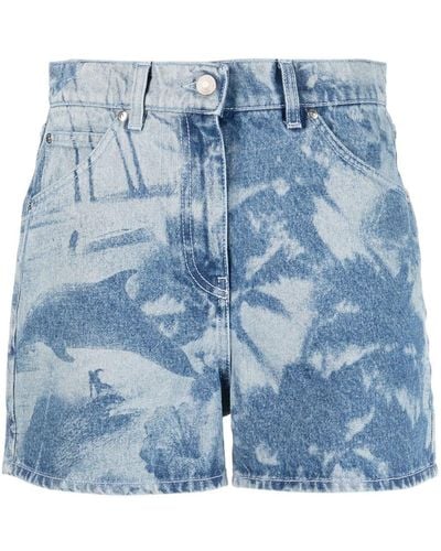 MSGM Jeans-Shorts mit Print - Blau