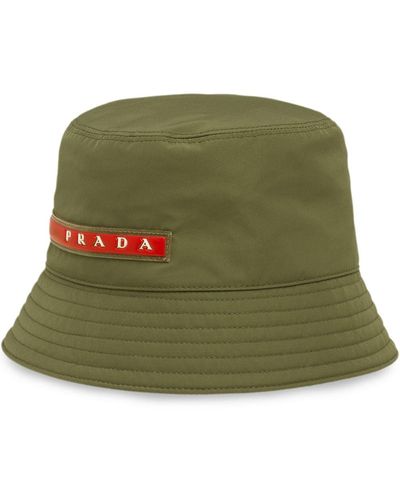 Prada 'Linea Rossa' Fischerhut mit Logo - Grün