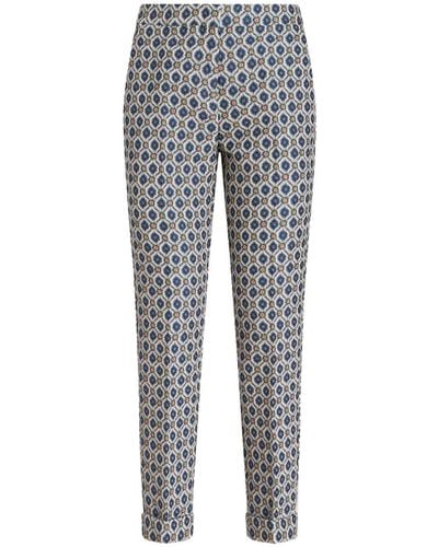 Etro Floral-jacquard Cropped Pants - Gray