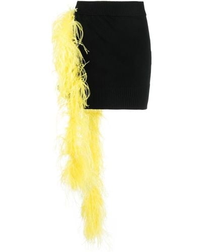 The Attico Feather-embellished Mini Skirt - Black