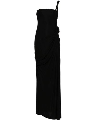 Jonathan Simkhai Ring-embellished Draped Gown Dress - Black
