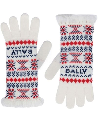 Bally Intarsia-knit Merino Gloves - Red