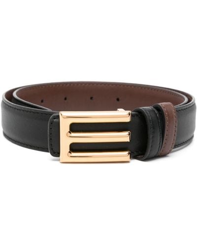 Etro Logo-buckle Leather Belt - Black