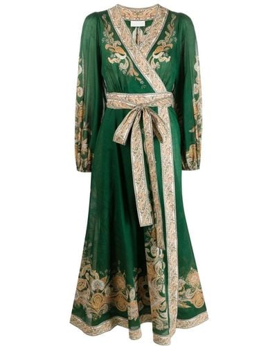 Zimmermann Devi Paisley-print Wrap Dress - Green