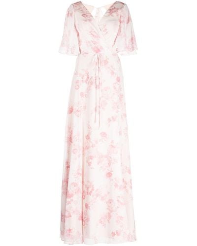 Marchesa フローラル イブニングドレス - ピンク