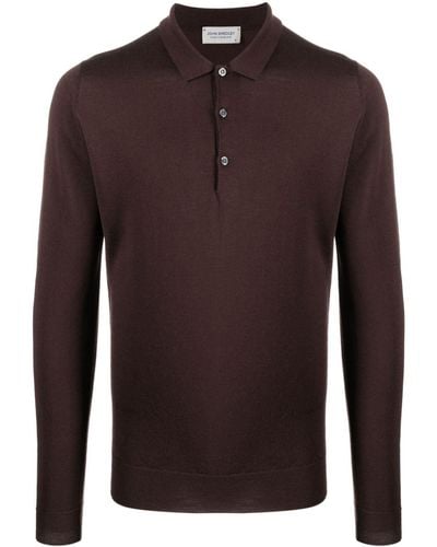 John Smedley Fine-knit Buttoned Polo Shirt - Brown