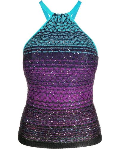 Missoni Top con lentejuelas y cuello halter - Morado