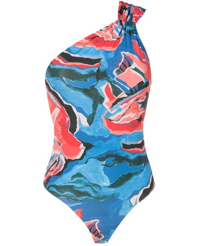 Clube Bossa Draper Graphic-print Swimsuit - Blue